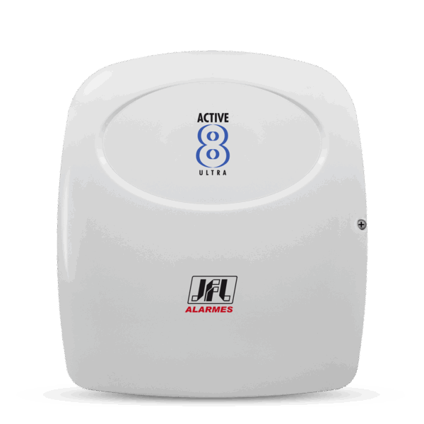 Central de Alarme Active-8 Ultra Monitorável para até 12 zonas.
