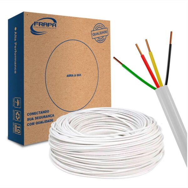 CABO DE ALARME 4 VIAS 0,40MM COBRE – BRANCO – 100M