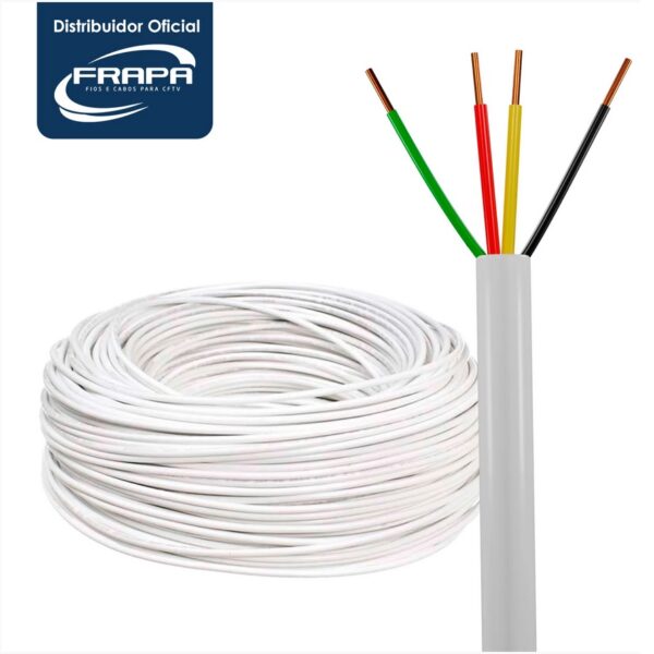 CABO DE ALARME 4 VIAS 0,40MM COBRE – BRANCO – 100M